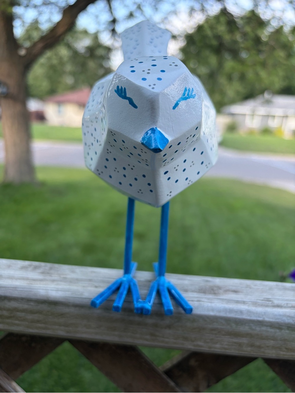 Handpainted Bird Figure - Blue & White Mr. Turdly Burd